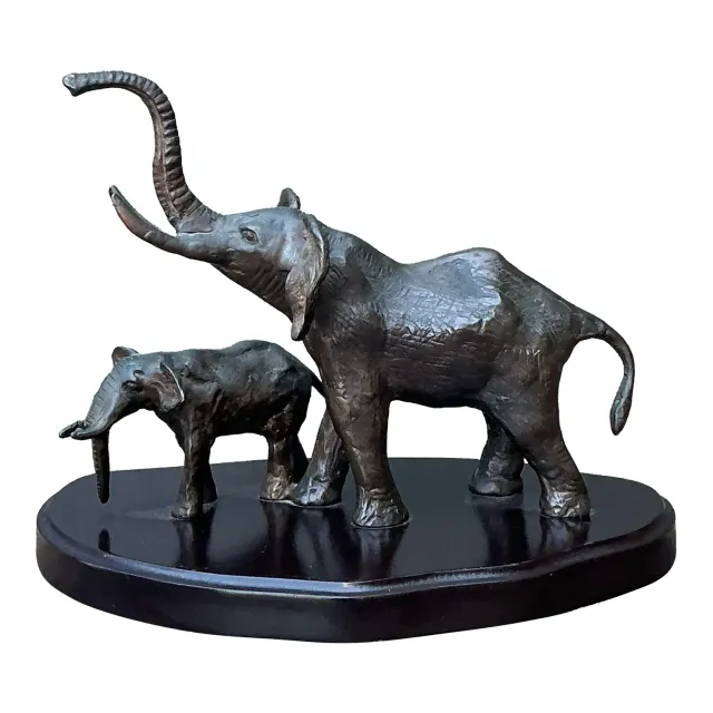 Vintage Bronze Elephant Family — additional photo 1