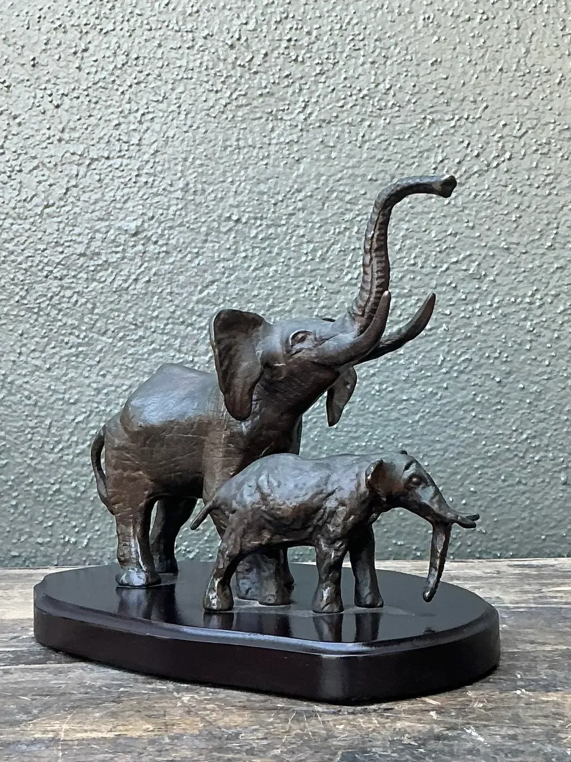 Vintage Bronze Elephant Family — additional photo 2