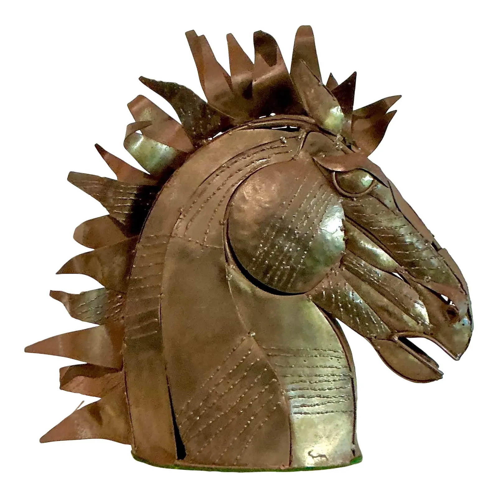 Vintage Brutalist Torch Cut Copper Horse Head