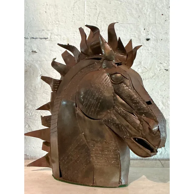 Vintage Brutalist Torch Cut Copper Horse Head — additional photo 2