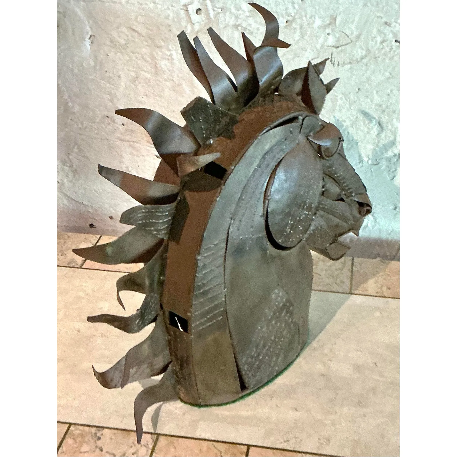 Vintage Brutalist Torch Cut Copper Horse Head — additional photo 3