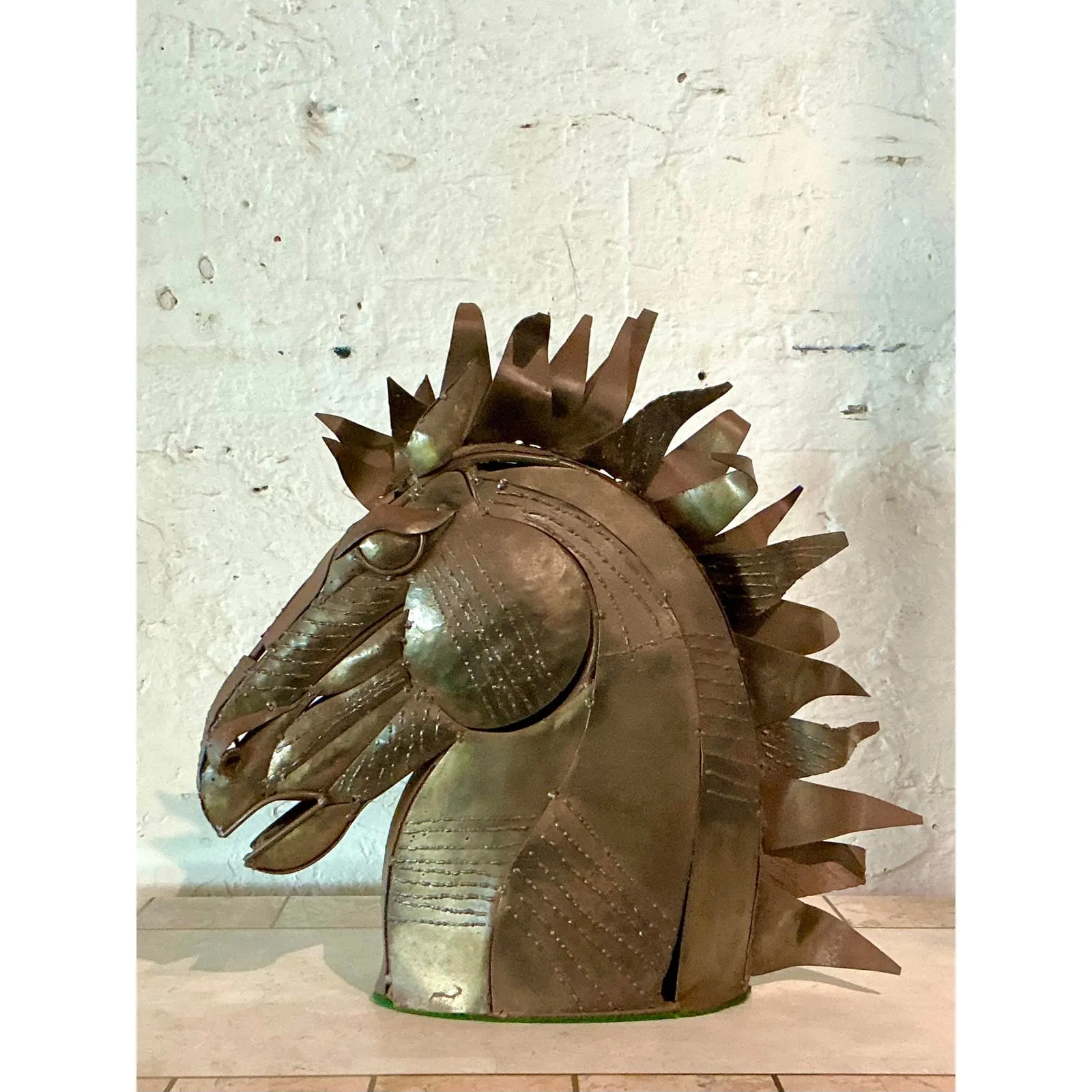Vintage Brutalist Torch Cut Copper Horse Head — additional photo 4