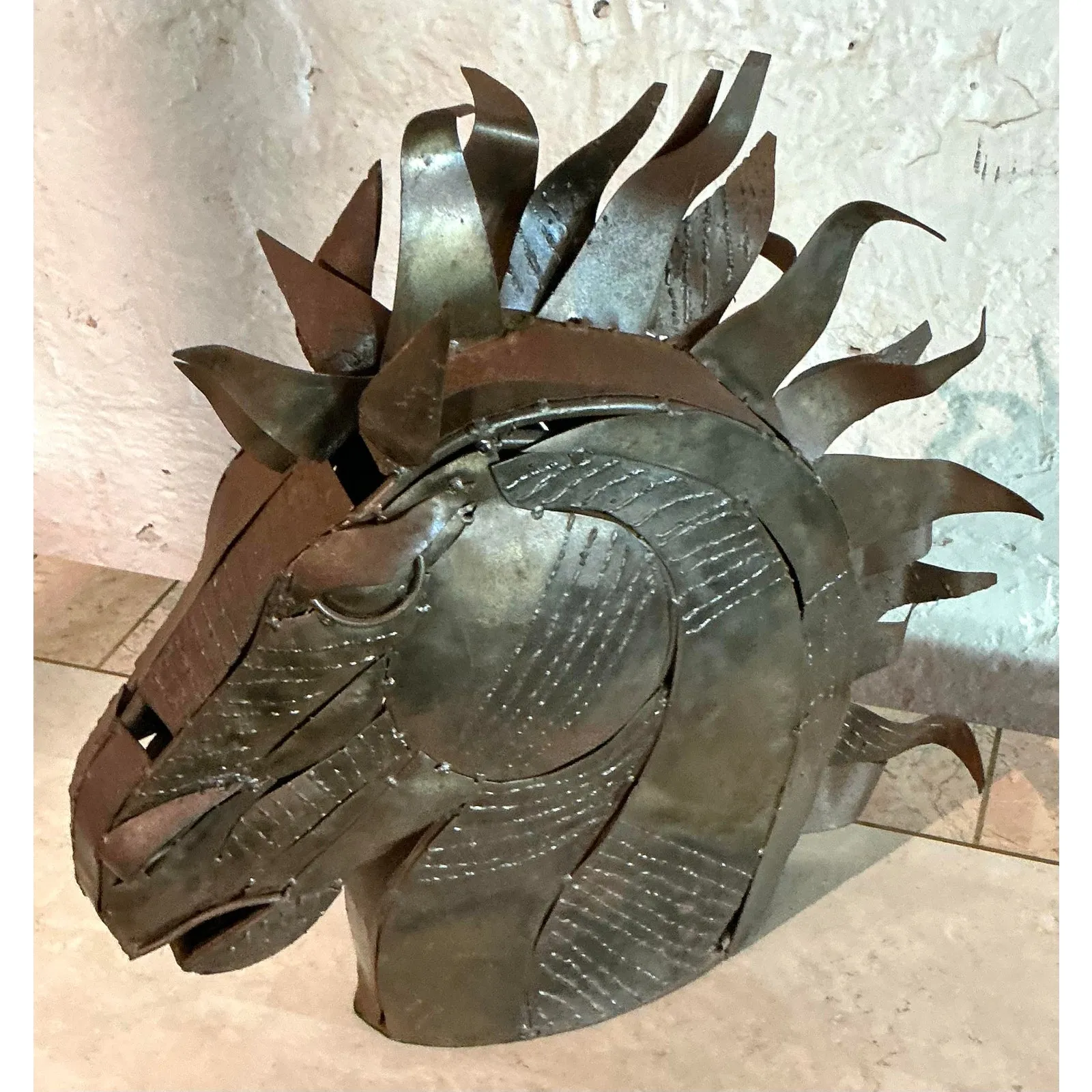Vintage Brutalist Torch Cut Copper Horse Head — additional photo 5