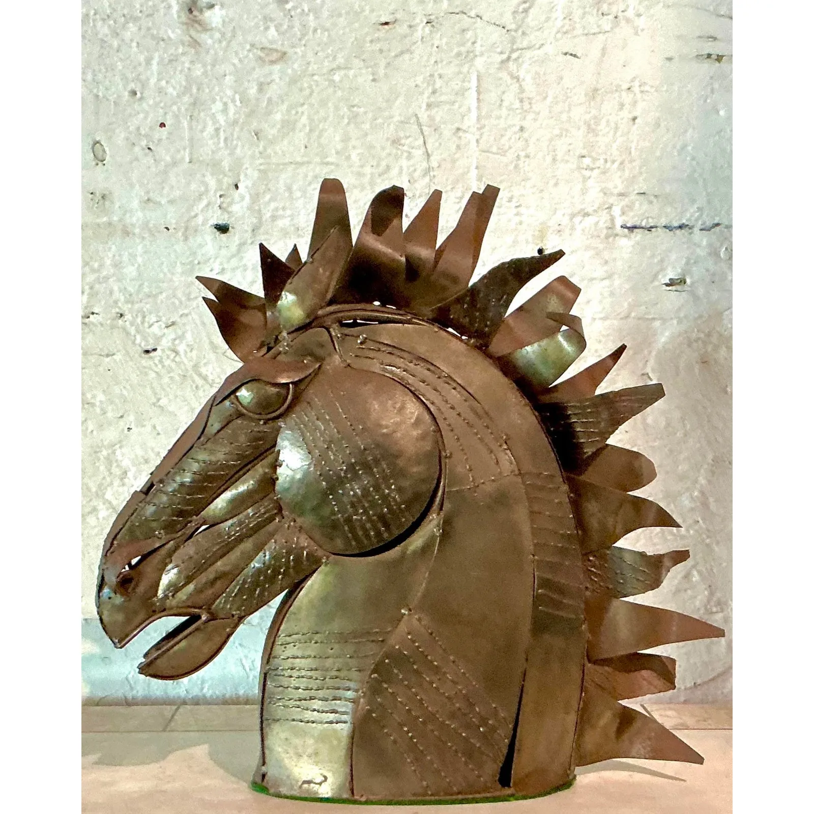 Vintage Brutalist Torch Cut Copper Horse Head — additional photo 6