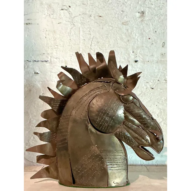 Vintage Brutalist Torch Cut Copper Horse Head — additional photo 7