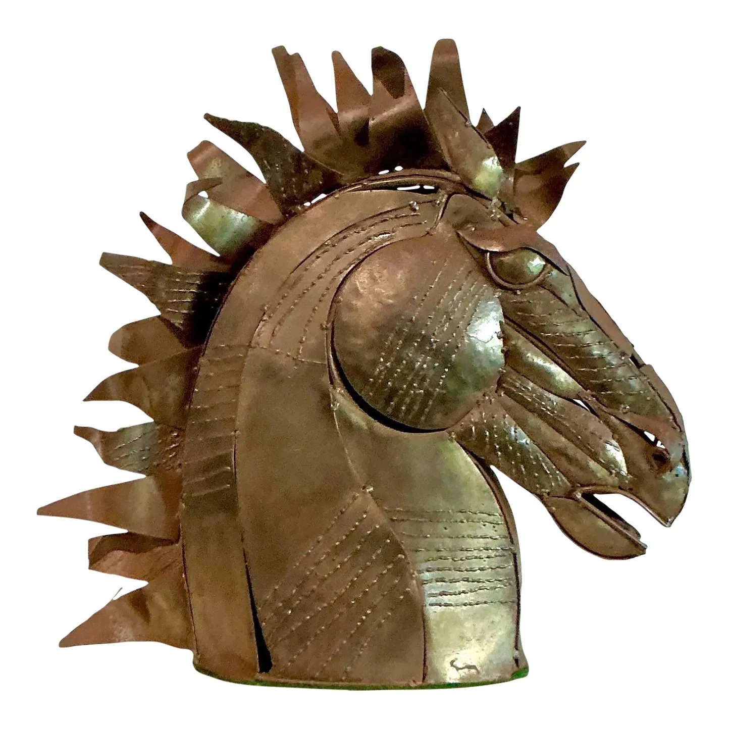 Vintage Brutalist Torch Cut Copper Horse Head — additional photo 8