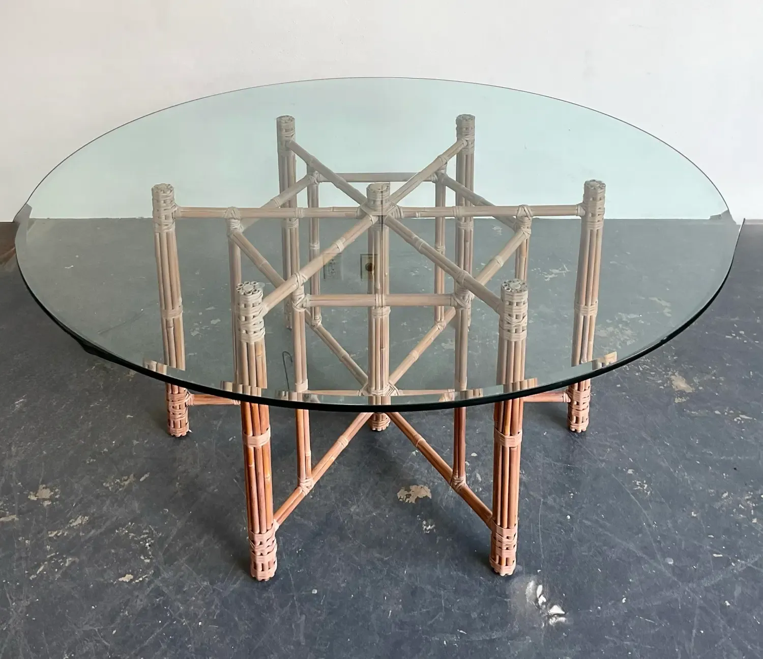 Vintage Bundled Rattan Dining Table After McGuire — additional photo 1