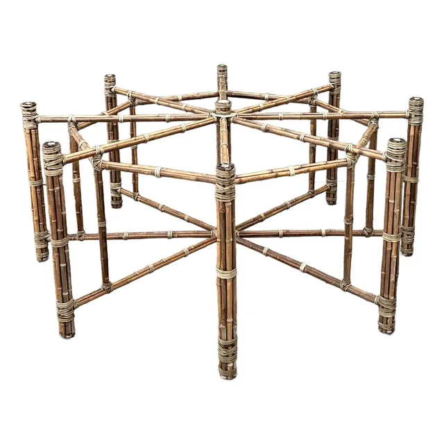 Vintage Bundled Rattan Dining Table Pedestal After McGuire — additional photo 4