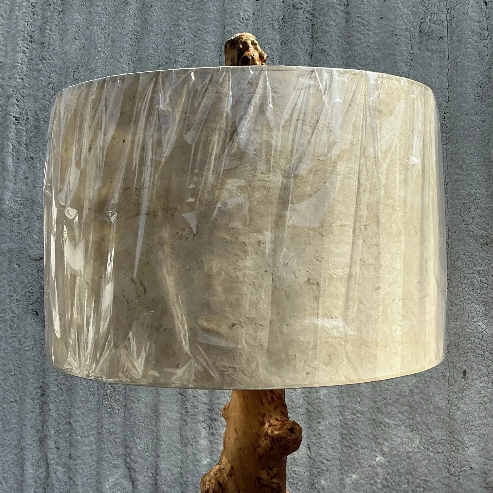 Vintage Burl Knot Table Lamp With Coordinating Wood Shade — additional photo 2