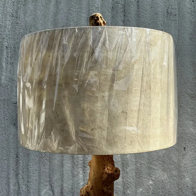 Vintage Burl Knot Table Lamp With Coordinating Wood Shade — additional photo 2