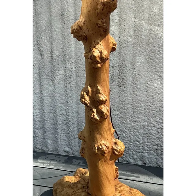 Vintage Burl Knot Table Lamp With Coordinating Wood Shade — additional photo 5