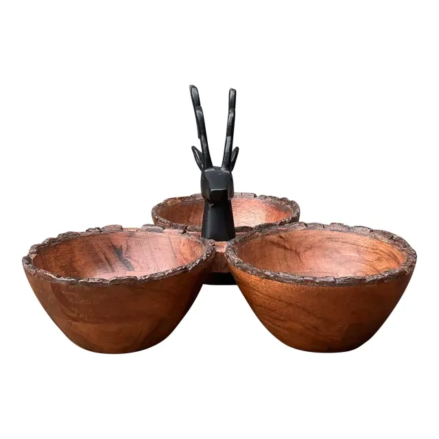 Vintage Burl Wood Buck Nut Bowl — additional photo 1