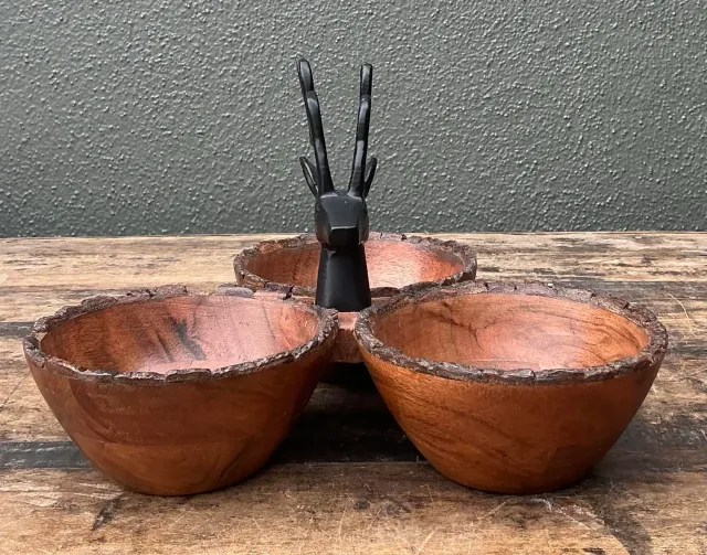 Vintage Burl Wood Buck Nut Bowl — additional photo 4