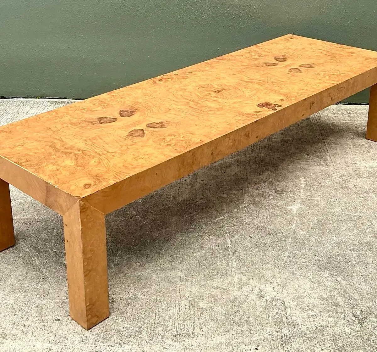 Vintage Burl Wood Parsons Coffee Table — additional photo 3