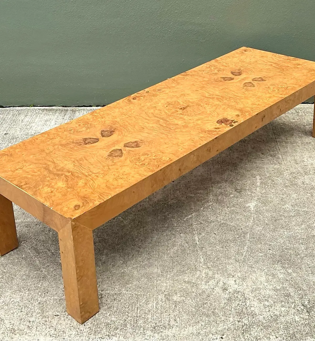 Vintage Burl Wood Parsons Coffee Table — additional photo 6
