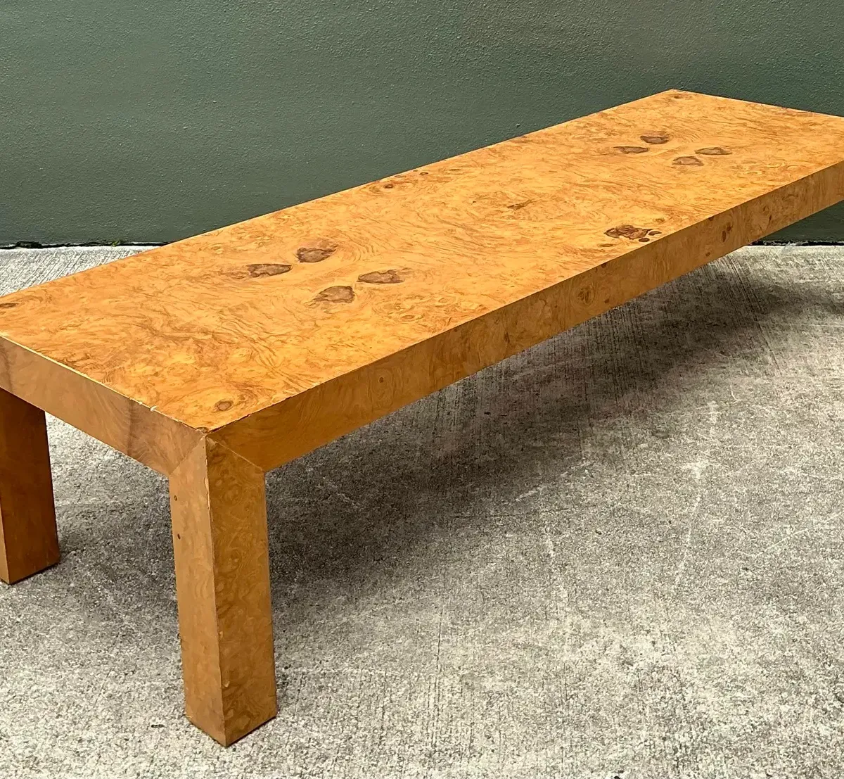 Vintage Burl Wood Parsons Coffee Table — additional photo 7
