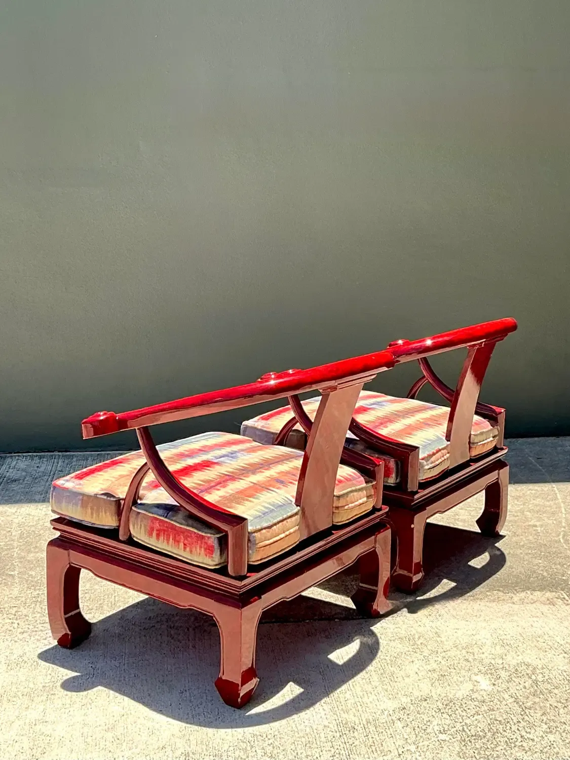 Vintage Candy Apple Lacquer Horseshoe Chairs After James Mont - A Pair — additional photo 8