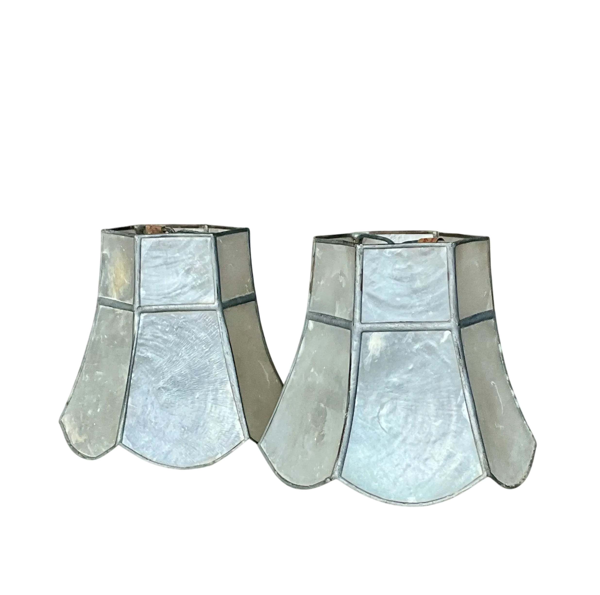 Vintage Capiz Sconce Clip on Shades- a Pair