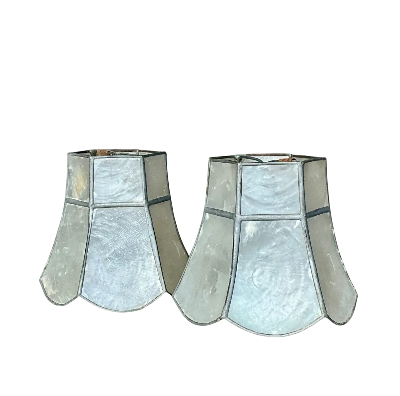 Vintage Capiz Sconce Clip on Shades- a Pair