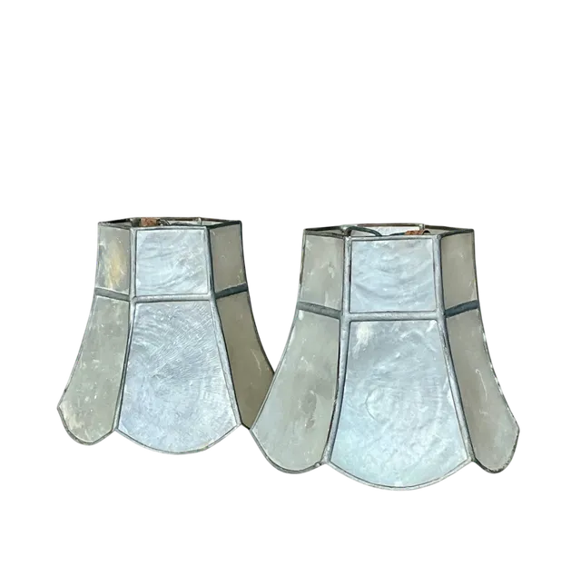 Vintage Capiz Sconce Clip on Shades- a Pair — additional photo 1