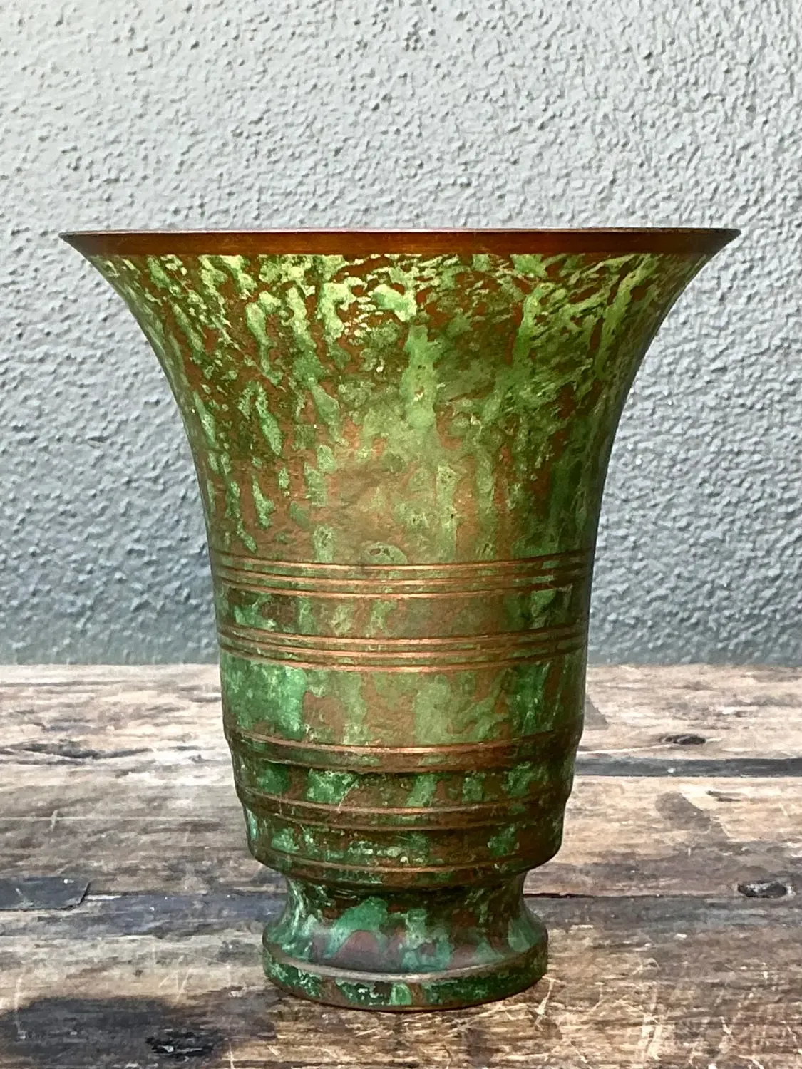 Vintage Carl Sorenson Art Deco Trumpet Bronze Vase — additional photo 1