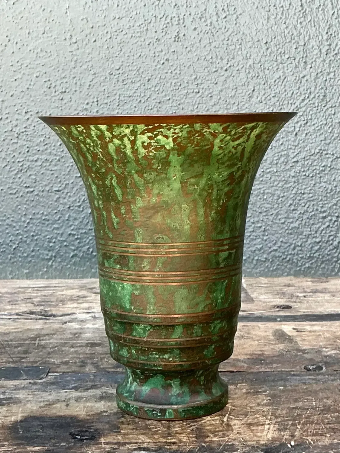 Vintage Carl Sorenson Art Deco Trumpet Bronze Vase — additional photo 2
