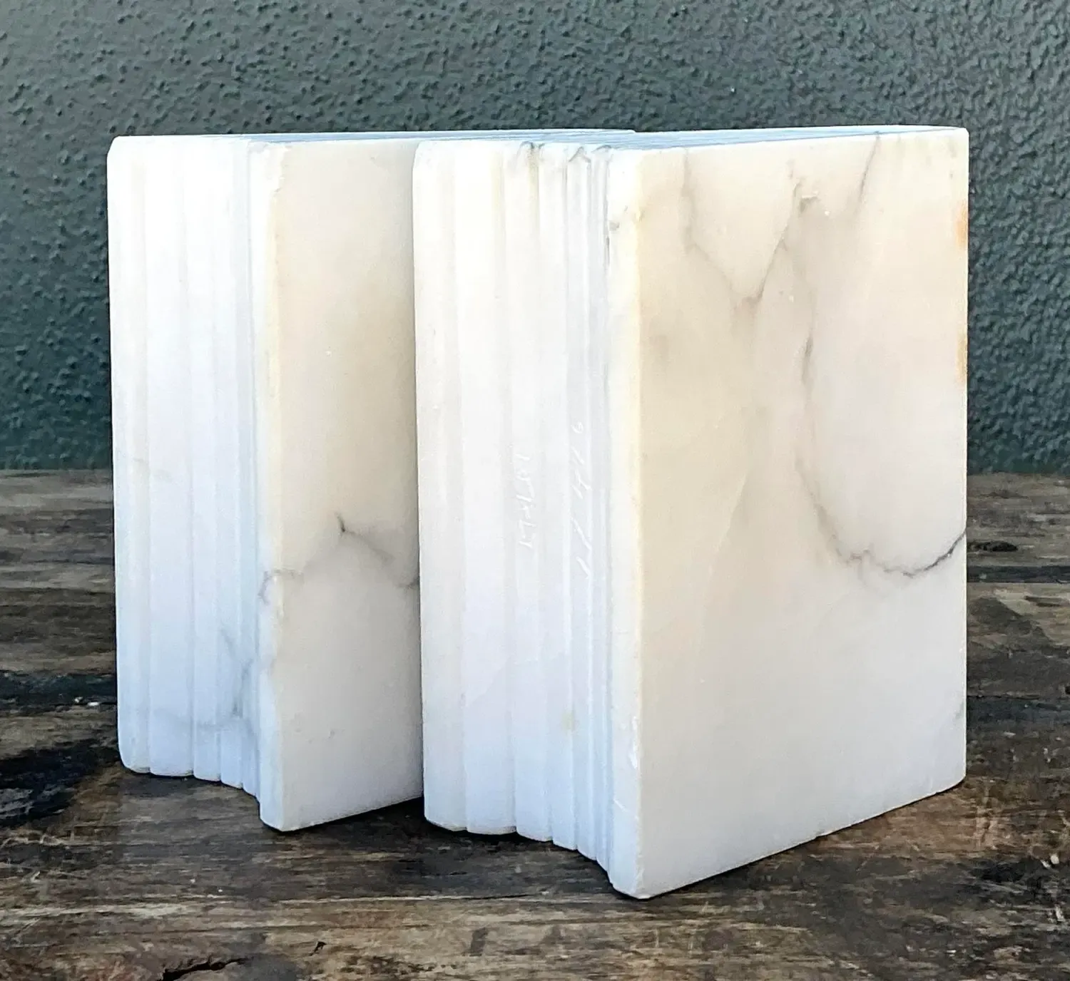 Vintage Carved Marble Book Ends - Set of 2 — additional photo 2