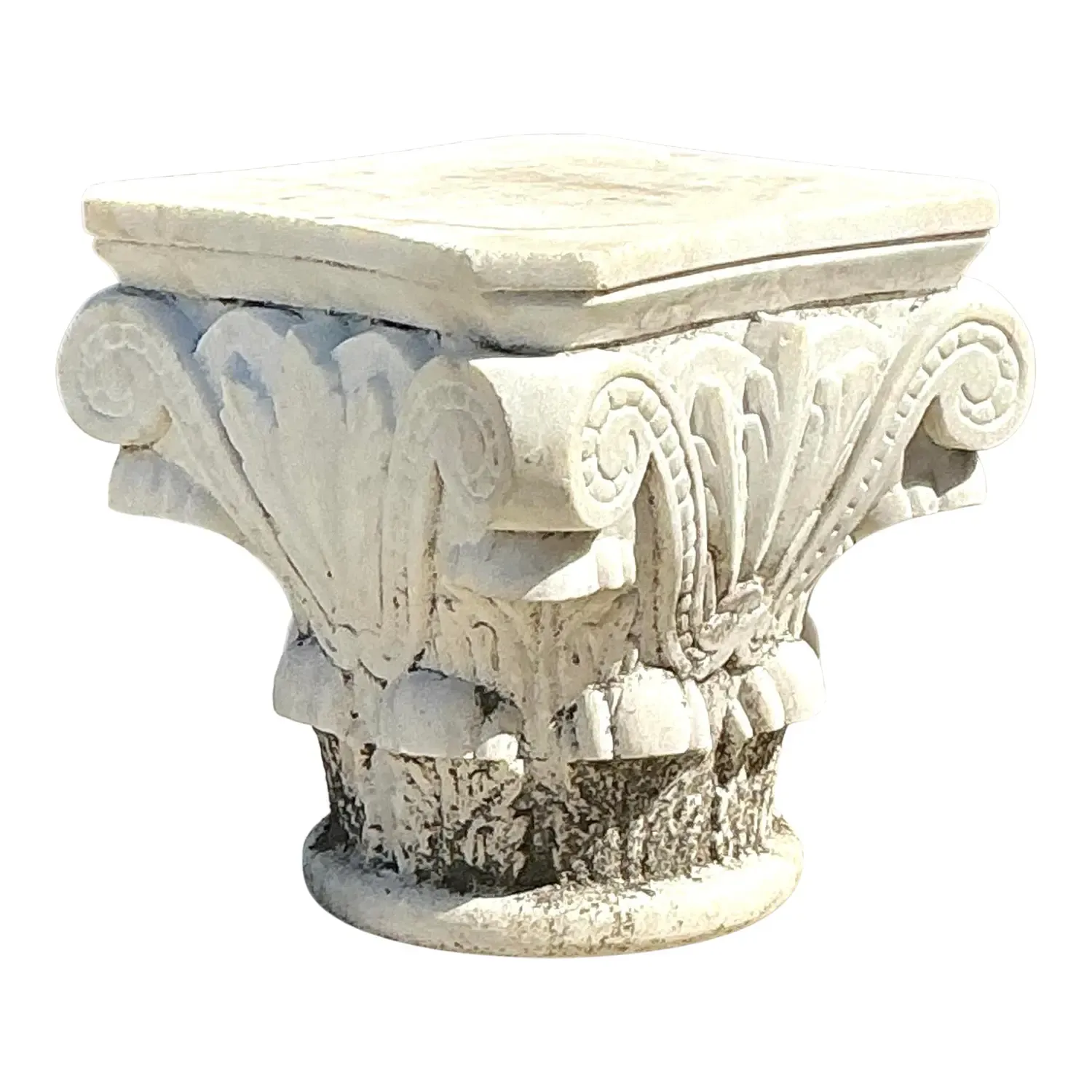 Vintage Carved Marble Column Side Table