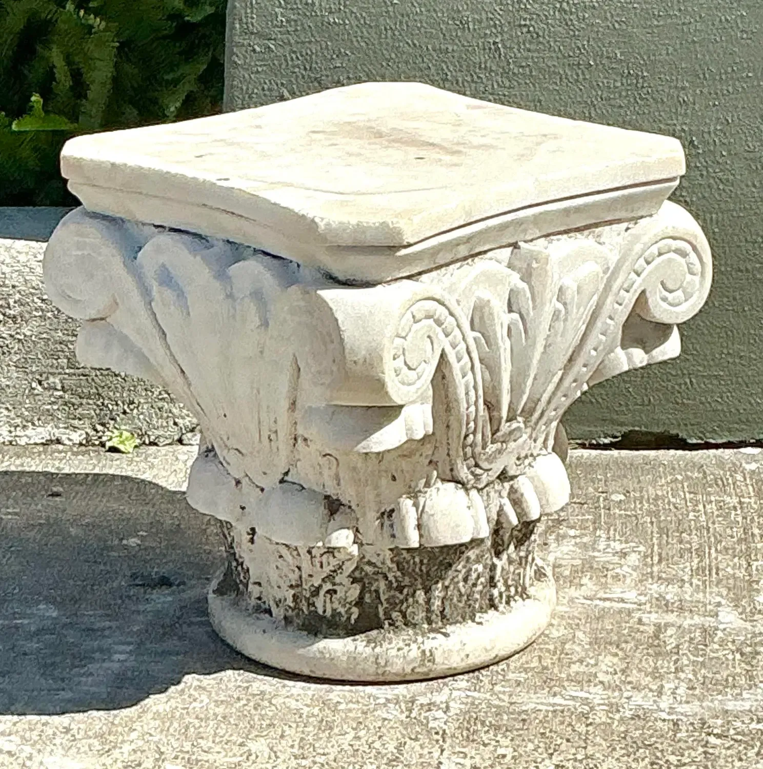 Vintage Carved Marble Column Side Table — additional photo 7