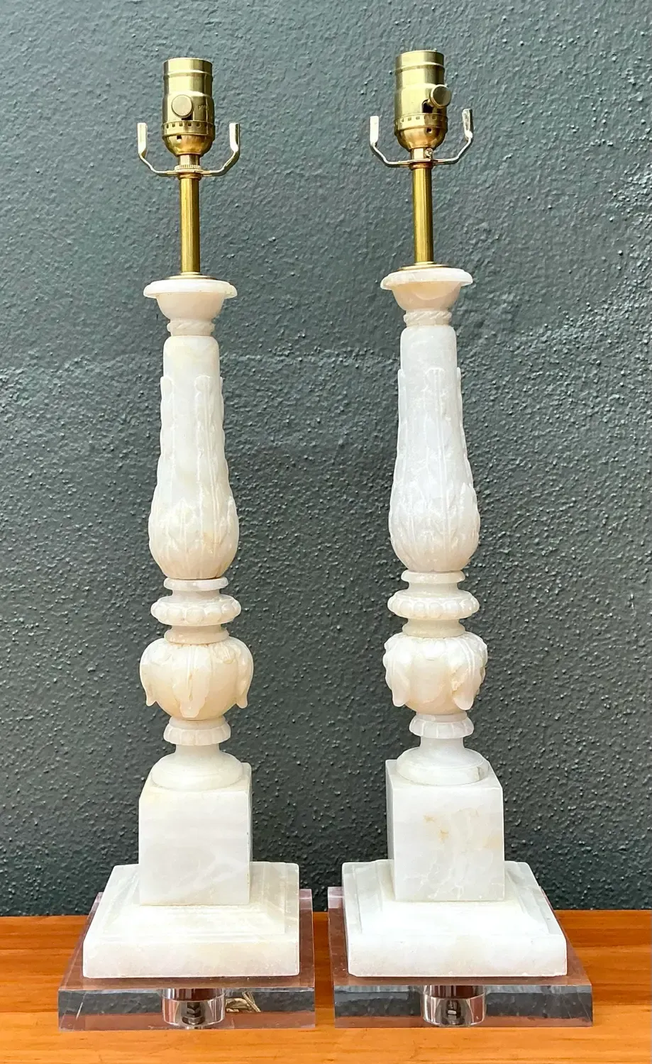 Vintage Carved Stone Column Lamp - A Pair — additional photo 6