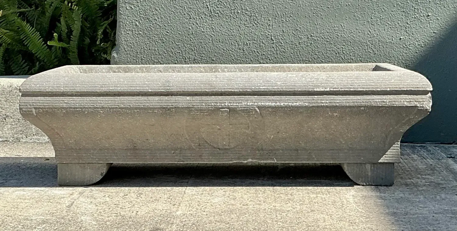 Vintage Carved Stone Engraved Planter — additional photo 2