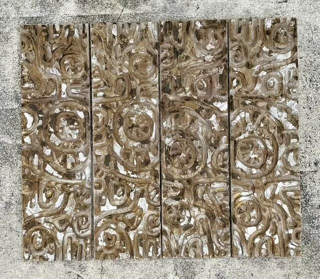 Vintage Carved Wood Panel Wall Sculpture - Set of 4 — additional photo 7