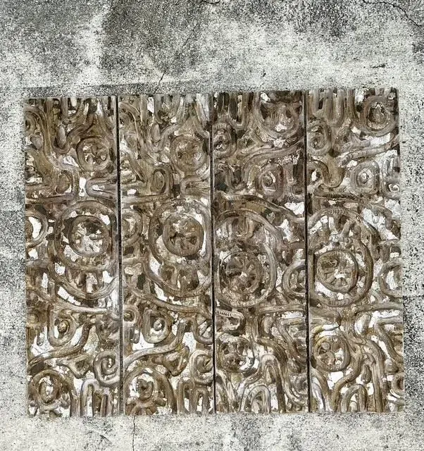 Vintage Carved Wood Panel Wall Sculpture - Set of 4 — additional photo 8