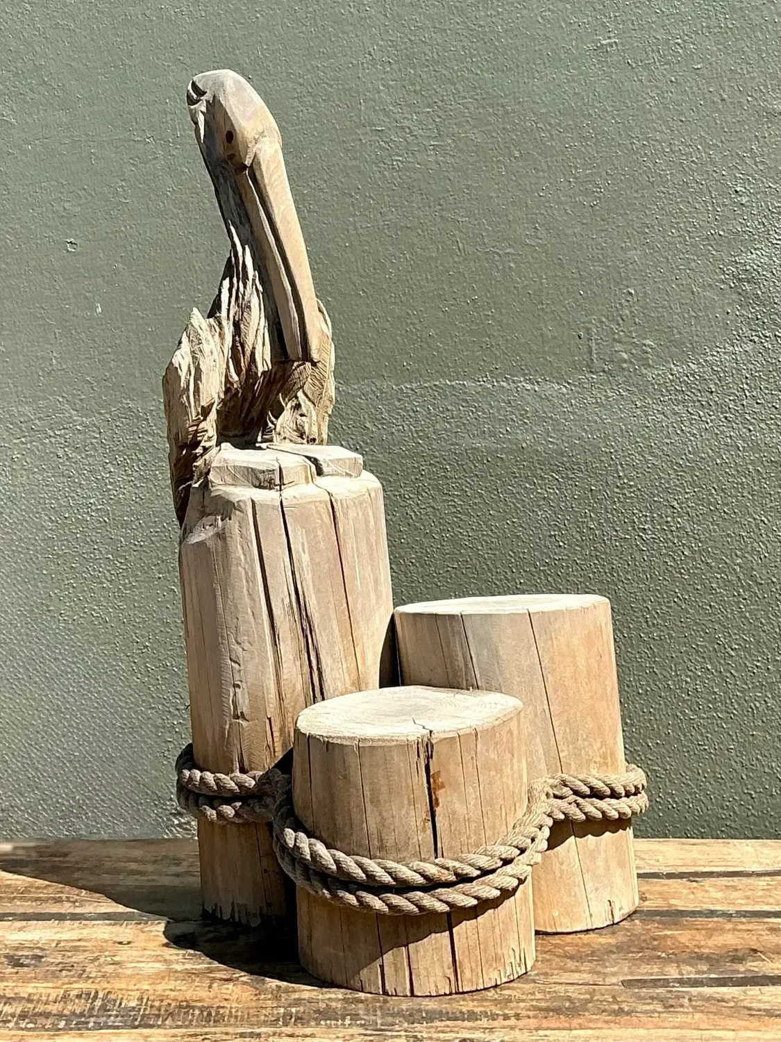 Vintage Carved Wood Pelican on the Docks — additional photo 1