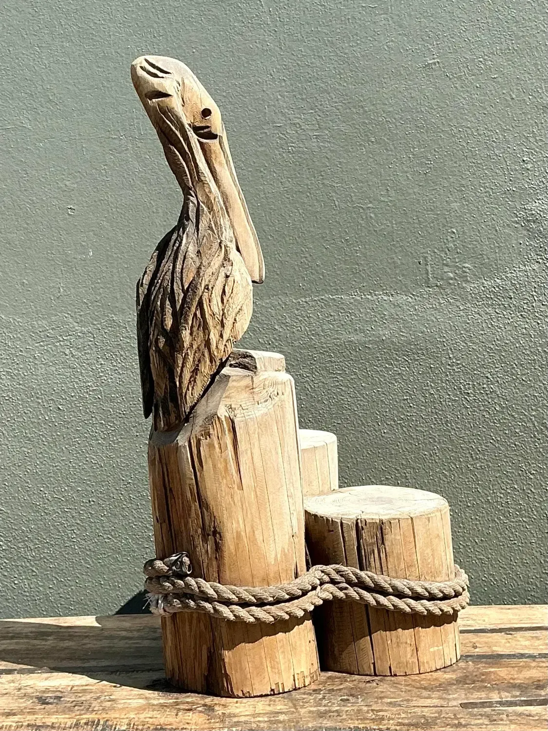 Vintage Carved Wood Pelican on the Docks — additional photo 3