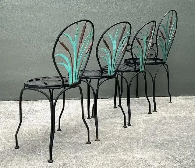 Vintage Cast Aluminum Cat Tail Dining Table Set of 5 — additional photo 2