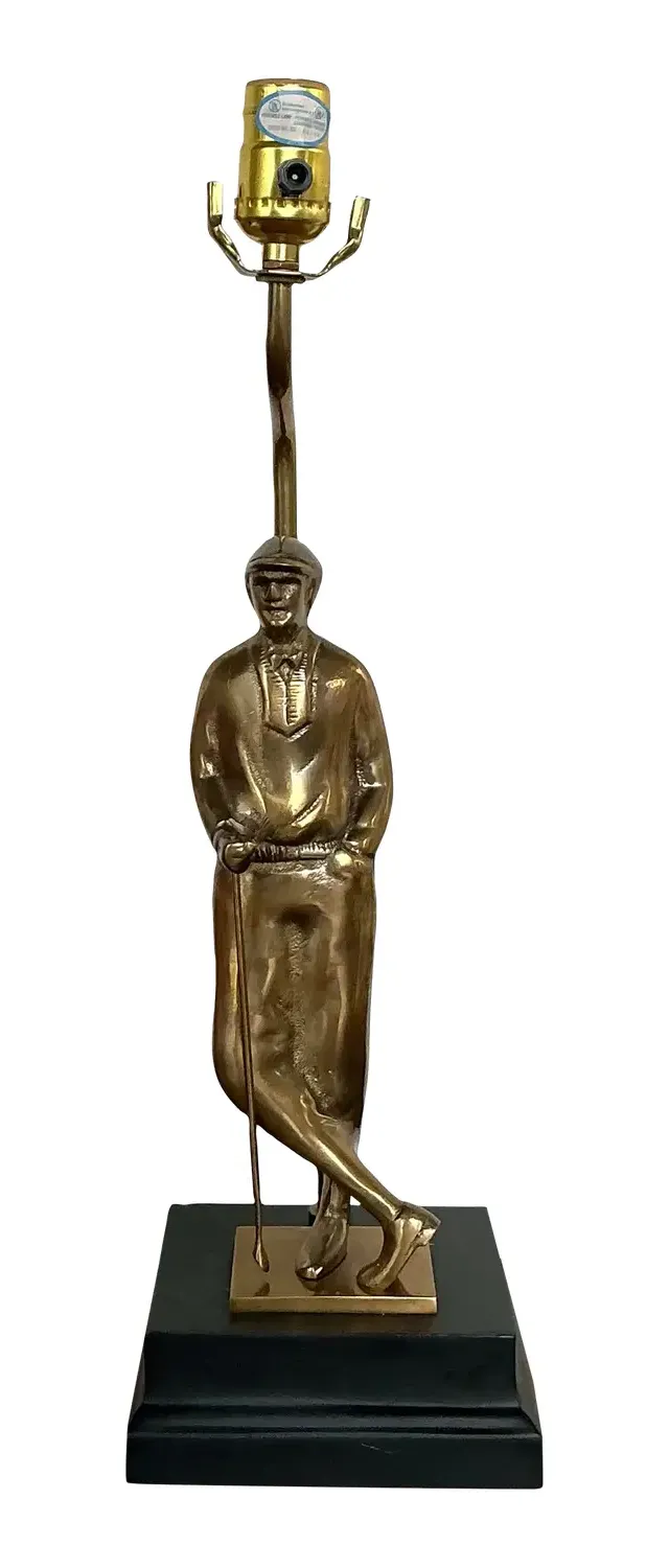 Vintage Cast Brass Vintage Golfer Lamp