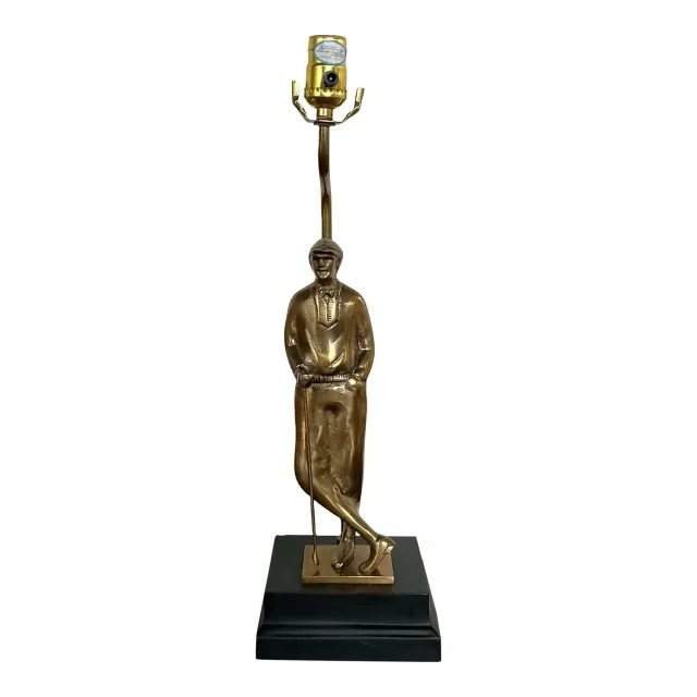 Vintage Cast Brass Vintage Golfer Lamp — additional photo 1