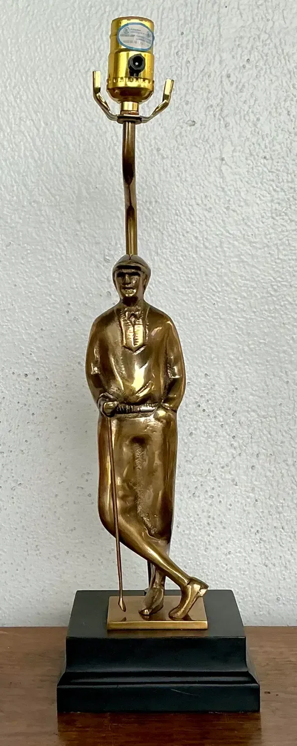 Vintage Cast Brass Vintage Golfer Lamp — additional photo 1