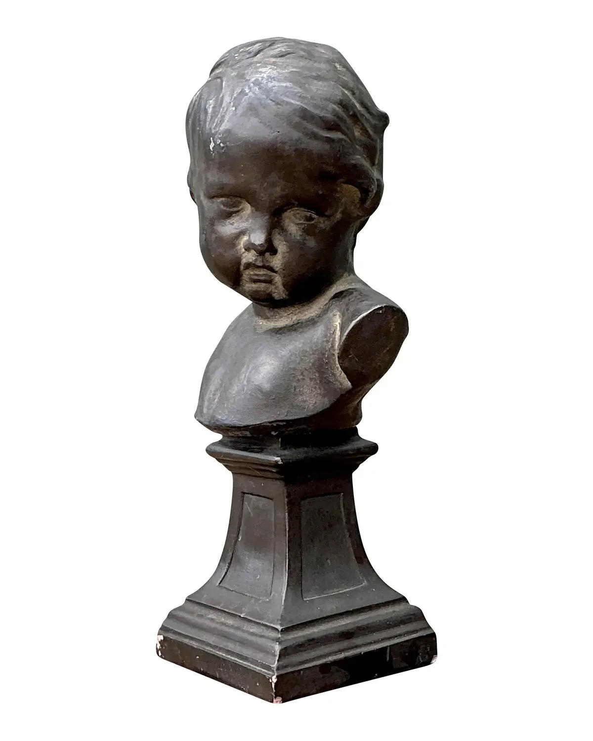 Vintage Cast Bronze Bust of Baby