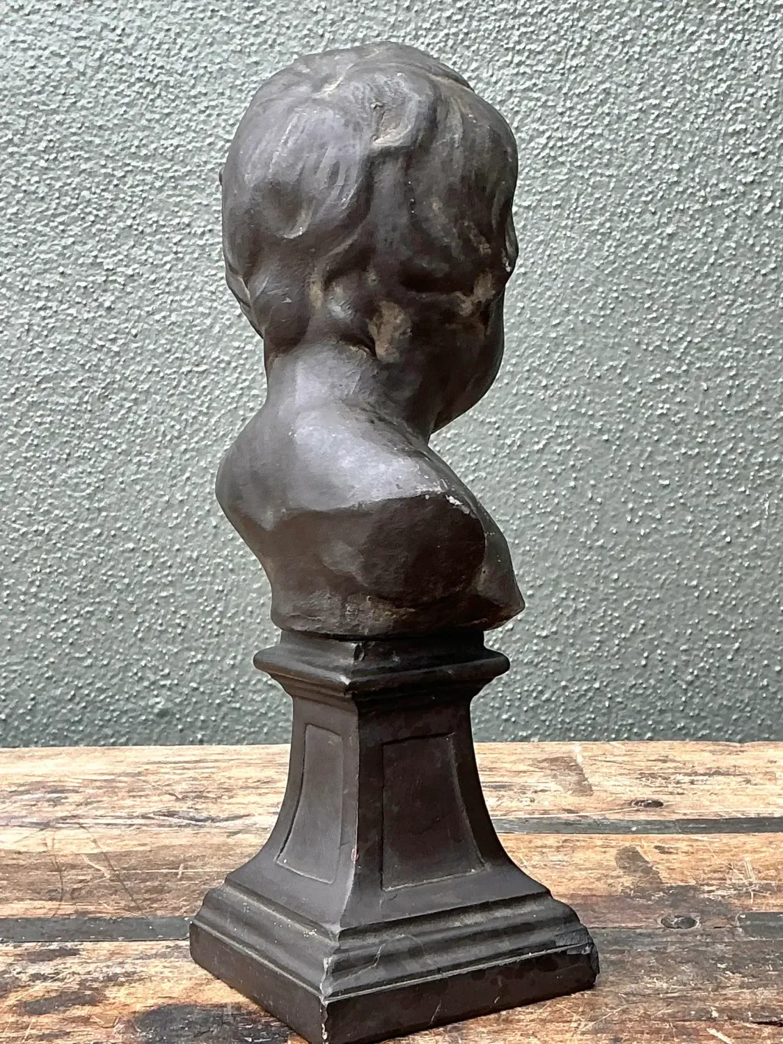 Vintage Cast Bronze Bust of Baby — additional photo 3