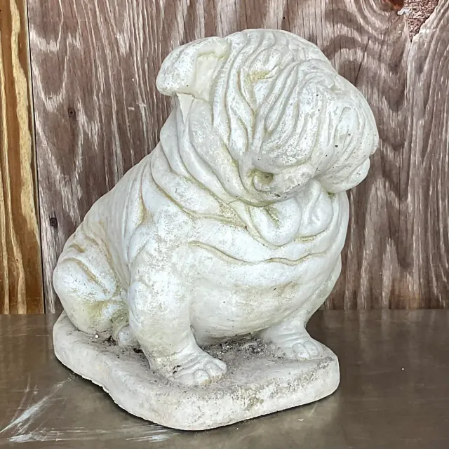 Vintage Cast Cement Bulldog Garden Statue — additional photo 3