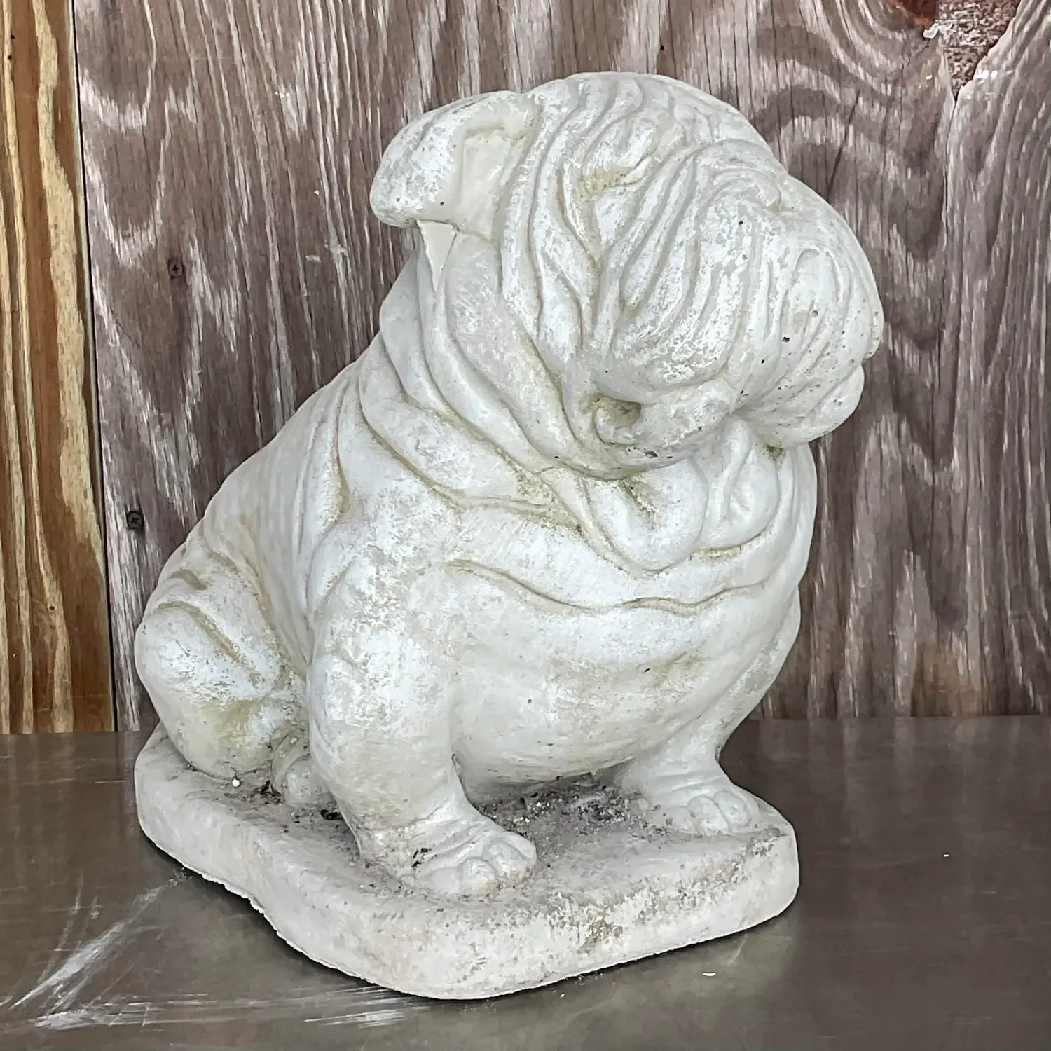 Vintage Cast Cement Bulldog Garden Statue — additional photo 4