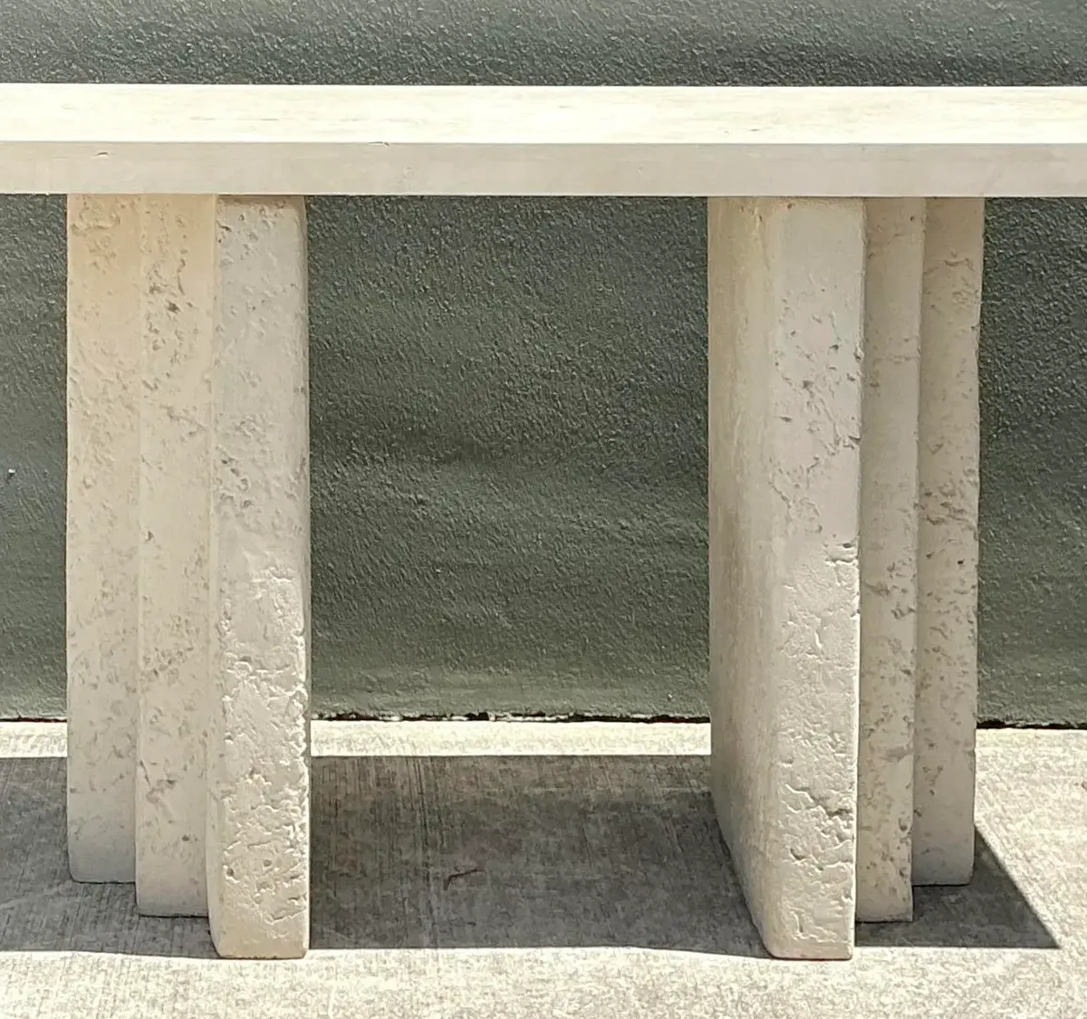 Vintage Cast Concrete and Travertine Console Table — additional photo 5