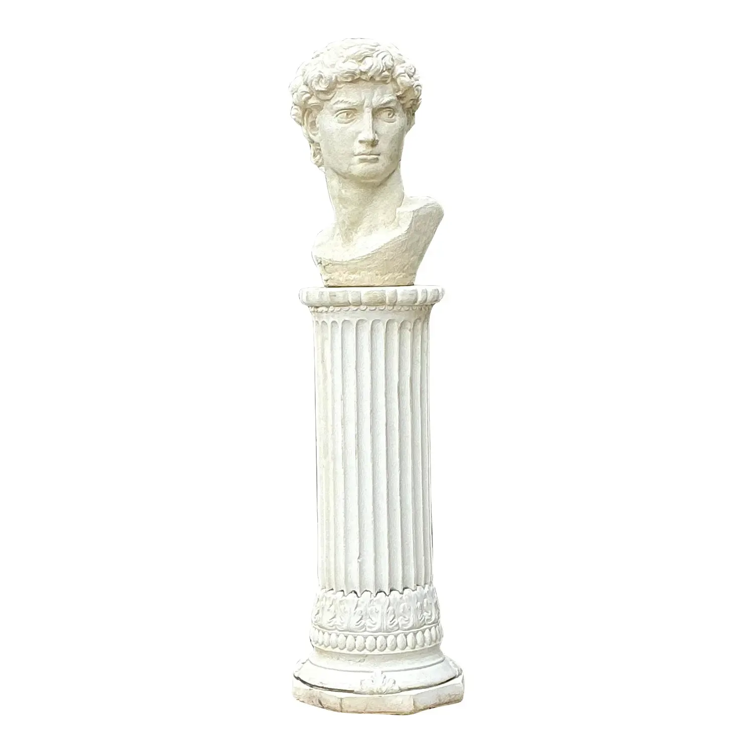 Vintage Cast Concrete Bust of Davin on Pedestal — additional photo 1