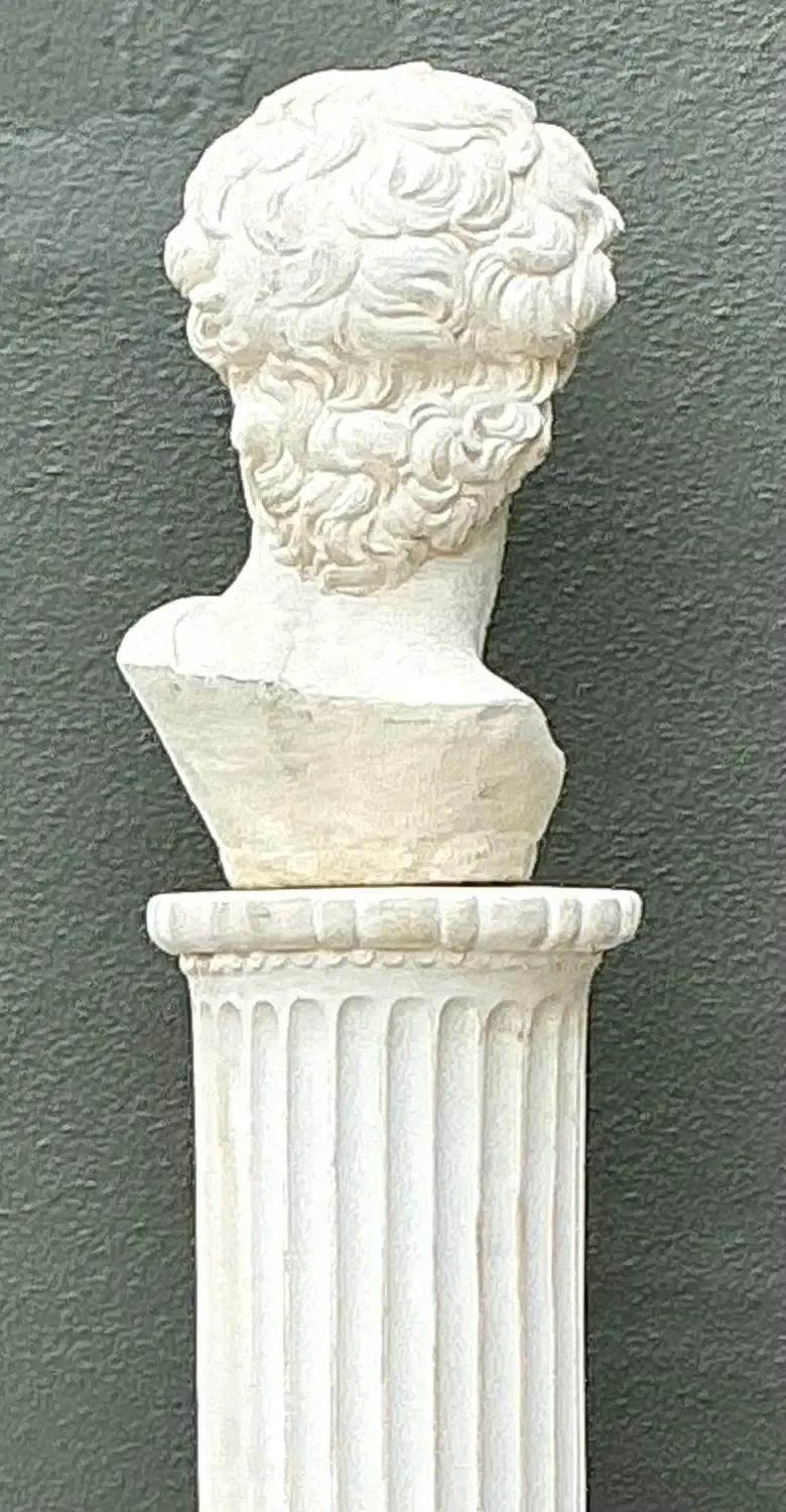 Vintage Cast Concrete Bust of Davin on Pedestal — additional photo 4