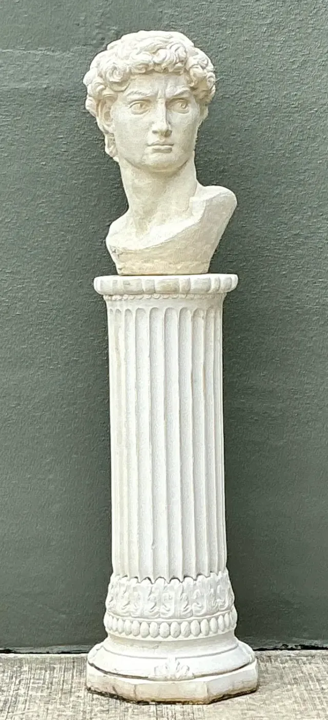Vintage Cast Concrete Bust of Davin on Pedestal — additional photo 5