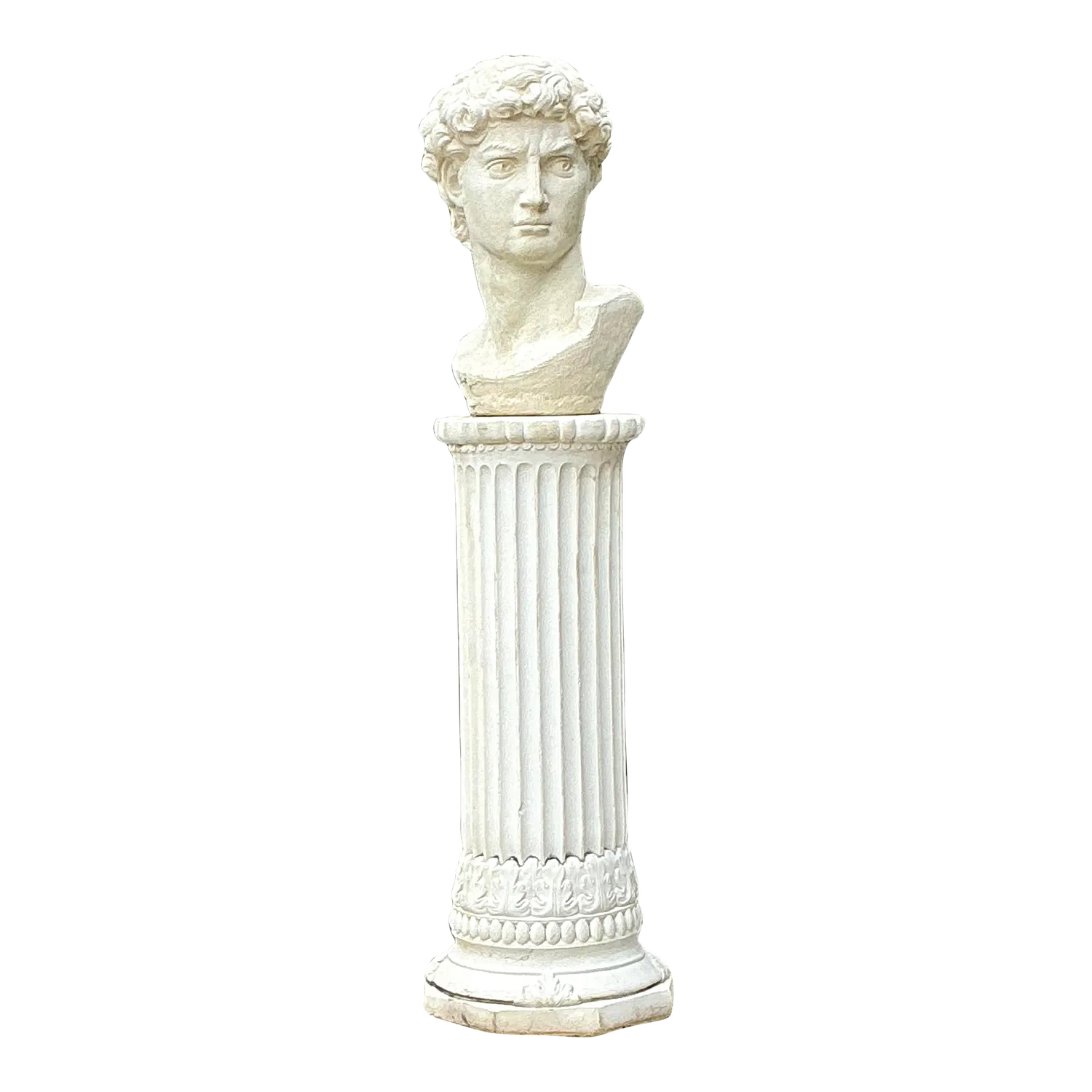 Vintage Cast Concrete Bust of Davin on Pedestal — additional photo 6