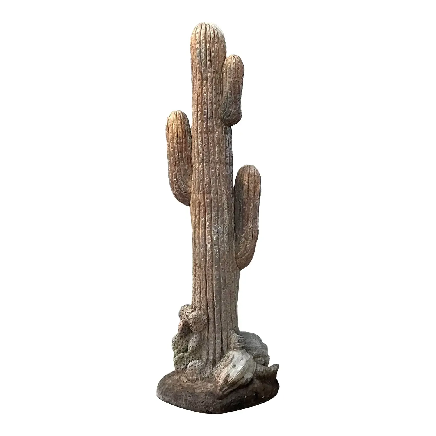 Vintage Cast Concrete Cactus Sculpture — additional photo 1