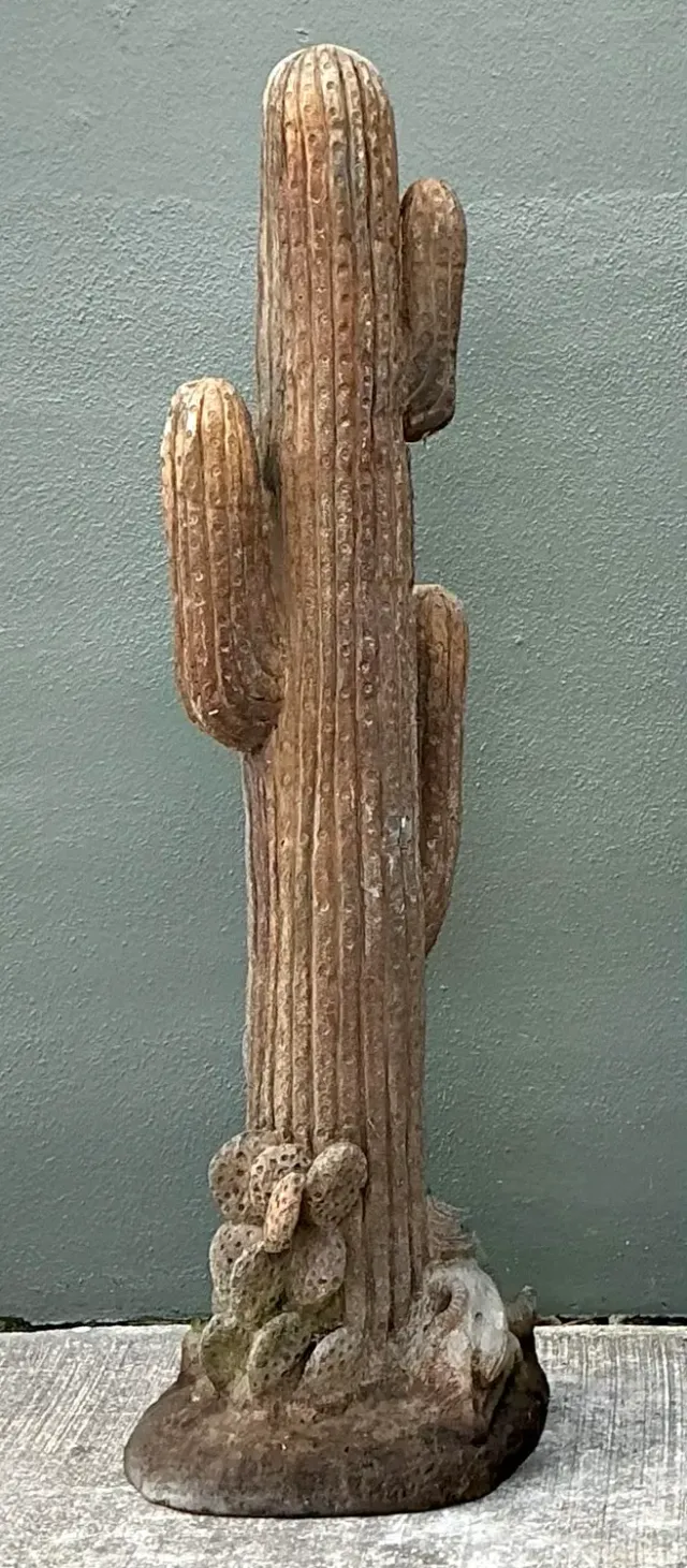 Vintage Cast Concrete Cactus Sculpture — additional photo 2